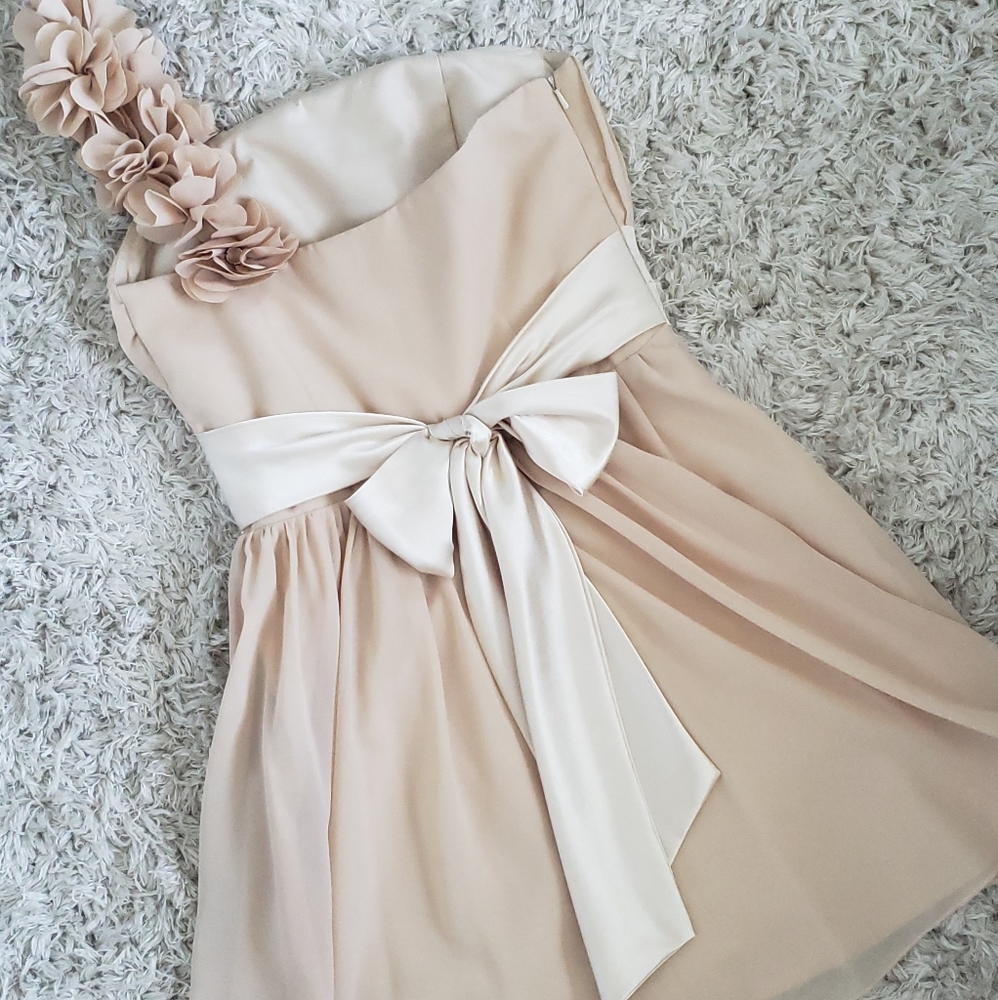 Champagne one shoulder mini dress